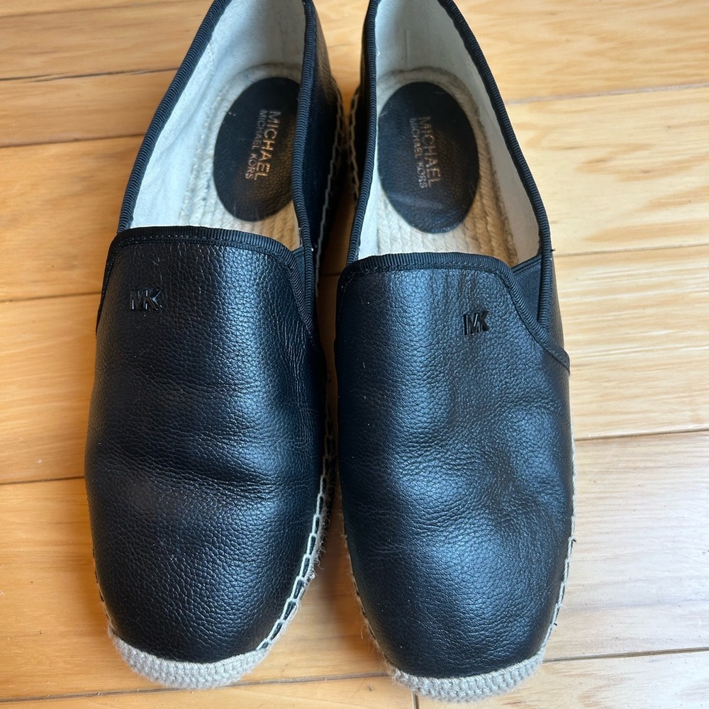 Michael Kors Black Womens Hastings Leather Espadrille Slip-On Loafer Shoes - Picture 4 of 14